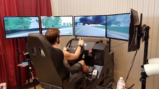 Person in a driving simulator